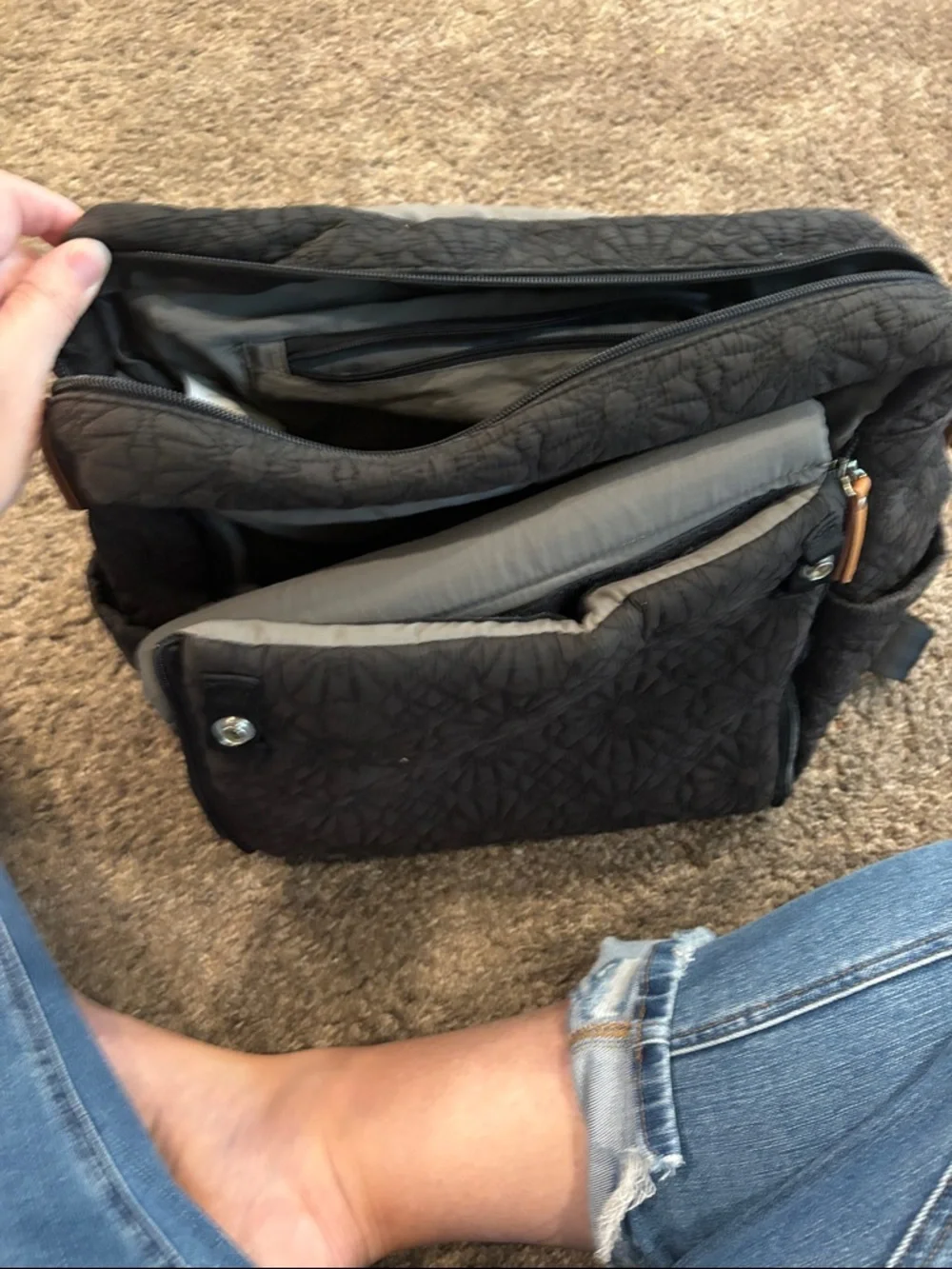 Petunia Pickle Bottom Quilted Floral Diaper Backpack / Bag - Black